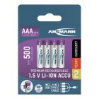 Li-Ion Akkus Micro AAA Typ 500 (min. 400 mAh) 4er Papierblister