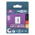 Li-Ion Akku 9V E-Block Typ 400 (min. 340 mAh) 1er Papierblister