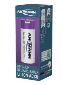 Li-Ion Akku 26650 Typ 5100 (min. 4950 mAh) mit USB Typ-C Ladebuchse