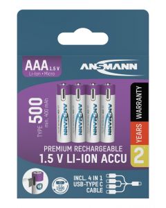 Li-Ion Akkus Micro AAA Typ 500 (min. 400 mAh) 4er Papierblister