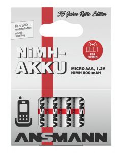 35 Jahre Jubiläumsedition - Dect NiMH Akku Micro AAA 800 mAh maxE 4er Blister