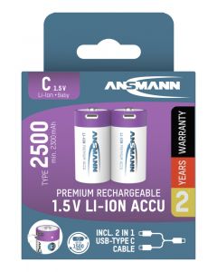 Li-Ion Akkus Baby C Typ 2500 (min. 2300 mAh) 2er Papierblister