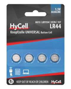 Alkaline Knopfzellen LR44 / LR1154 / AG13 4er Blister