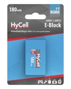 NiMH Akku 9V E-Block 180 mAh 1er Blister