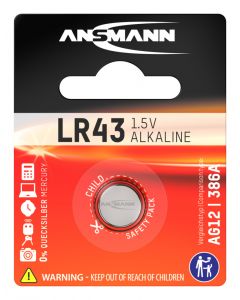 Alkaline Knopfzelle LR43 / LR1142 / AG12